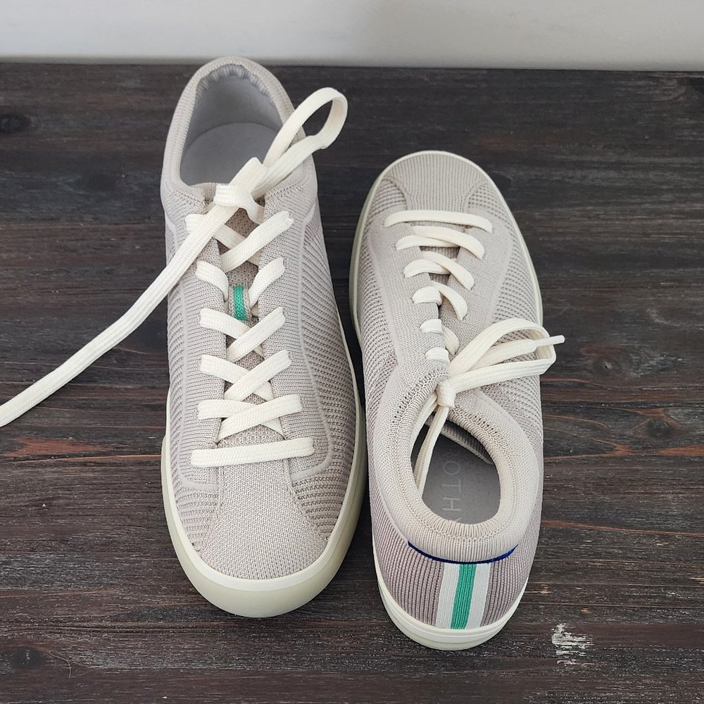 Rothy's Grey Sneakers with Green and Blue Stripe